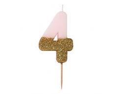 Talking Tables BDAY-CANDLE-4 Glitter-Zahlenkerze 4, 7 x 4 cm, Multi