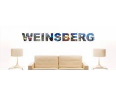 Wandtattoo farbige Wandschrift Städtename Weinsberg mit Sehenswürdigkeiten 80 x 9 cm Länge