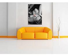 Rockabilly, Retro Style schwarz/weiß, Format: 60x80 auf hochkantiges Leinwand, XXL riesige Bilder fertig gerahmt mit Keilrahmen, Kunstdruck auf Wandbild mit Rahmen, günstiger als Gemälde oder Ölbild, kein Poster oder Plakat
