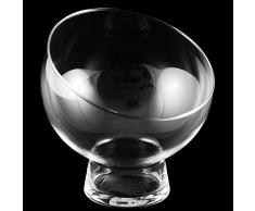 Runde Glas-Schale Nantes Höhe 19cm ø 19cm. Abgeschrägte Glasschale mit Dekoration Orchidee weiß. Deko-Schale mit durchgängigen Fuß von Glaskönig
