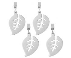 iixpin 4er Set Tischdeckenbeschwerer - Mit Stahlclips und Anhänger - Edelstahl Tischdeckenklammern Ideal für den gedeckten Tisch Blätter One Size