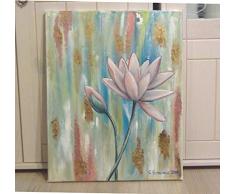 Acrylgemälde SEEROSEN IM METALLICLOOK 40cm x 50cm, Kunst Bild Original abstrakt mit Metallicfarben und Blattmetall