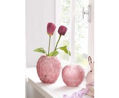 Dekoleidenschaft 2 Vasen Brombeere aus Glas mit Waben-Muster, matt rosa, Blumenvase, Tischvase, Vasen-Set