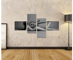 islandburner Bild Bilder auf Leinwand Nackte Frau mit Gitarre Schwarz Weiss Poster, Leinwandbild, Wandbilder