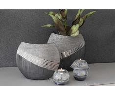GILDE Keramik Ovale Vase Bridgetown 2 Stück grau Silber L = 7 x B = 27 x H = 21 cm