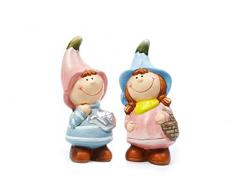 HEITMANN DECO - Keramik Blumenkinder 2er-Set - Gartenzwerg Deko-Set für Frühling, Ostern und Sommer - Figuren für Deko
