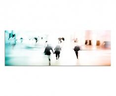 Wandbild auf Leinwand als Panorama in 150x50cm Stadtszene Menschen verschwommen abstrakt