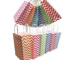 Aisamco 30 Stück Papier Party Taschen Geschenktüte Kraftbeutel mit Griff in Mehrfarben für Geburtstag Tea Party Weihnachten Hochzeit und Party Feiern