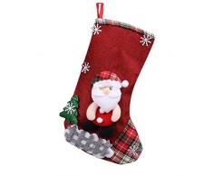 Prevently Nikolausstiefel Weihnachtsstrumpf Süßigkeit Geschenkbeutel Weihnachtssocke aus Stoff Nikolaus-Strumpf Dekoration Anhänger (Red)