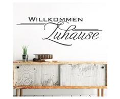 Grandora Wandtattoo Spruch Willkommen Zuhause I hellgrau (BxH) 120 x 41 cm I Eingang Eingangsbereich Flur Diele Sticker Aufkleber Wandaufkleber Wandsticker W1252
