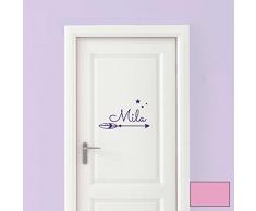 Wandtattoo Türaufkleber Türschild Türbeschriftung Wandbild Wandaufkleber Aufkleber Sticker Pfeil und Sterne mit Namen M1979 ausgewählte Farbe: *flieder* ausgewählte Größe: *L - 40cm breit x 25cm hoch*