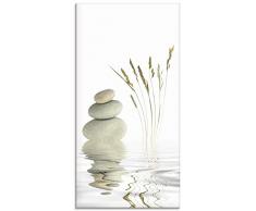 Artland Glasbilder Wandbild Glas Bild einteilig 30x60 cm Hochformat Asien Wellness Entspannung Spa Zen Steine Gräser Reflektion T5VB