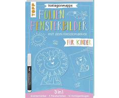 Vorlagenmappe 3 in 1 - Folien-Fensterbilder mit dem Kreidemarker - Für Kinder. Inkl. 5 Fensterfolien zum Bemalen und Ausschneiden und Original ... Kreul. Mit allen Motiven auch als Download.