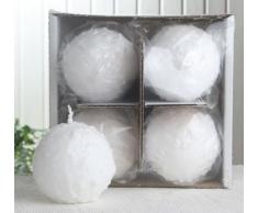 4er-Set Kugelkerze Schneeball, ca. 8 cm Ø, weiß mit Glitter