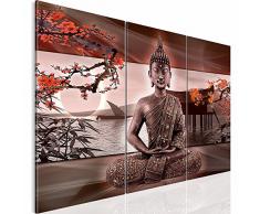 Bilder 120 x 80 cm - Feng Shui Bild - Vlies Leinwand - Kunstdrucke -Wandbild - XXL Format - mehrere Farben und Größen im Shop - Fertig Aufgespannt !!! 100% MADE IN GERMANY !!! - Buddha Baum Tempel 503231a