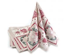 100 Stück Servietten Taupe Herzen Kranz Weihnachten (0,34€/Stück) Advent stoffähnlich 40 x 40 cm Airlaid Weihnachtsservietten Creme Rot Dunkelgrün festlich top Qualität Herzen und Kranz (Muster 1)
