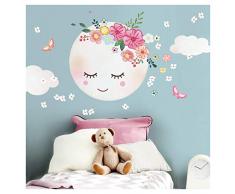 Little Deco Wandsticker Kinderzimmer Mädchen Mond & Wolken I M - 20 x 20 cm (BxH) I Wandtattoo Babyzimmer selbstklebend Wandaufkleber Blumen Kinder DL270