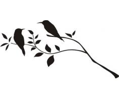 INDIGOS 4052166072441 Wandtattoo W436 Vögel Pflanze Wandaufkleber 80 x 56 cm, schwarz