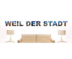 Wandtattoo farbige Wandschrift Städtename Weil der Stadt mit Sehenswürdigkeiten 180 x 14 cm Länge