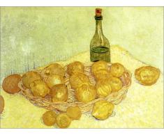 Posterlounge Leinwandbild 70 x 50 cm: Stilleben mit Flasche, Zitronen und Orangen von Vincent Van Gogh/ARTOTHEK - fertiges Wandbild, Bild auf Keilrahmen, Fertigbild auf echter Leinwand, Leinwanddruck