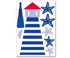 Wandkings Maritim Wandsticker Set, 17 Aufkleber, 2 DIN A4 Bögen, Gesamtfläche 60 x 20 cm