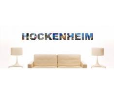 Wandtattoo farbige Wandschrift Städtename Hockenheim mit Sehenswürdigkeiten 80 x 8 cm Länge