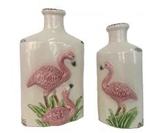 Pastel Tischvase FLAMINGOS 2er Set 22 cm und 26 cm Blumentopf Origami Design Keramik Hohe nach Wahl