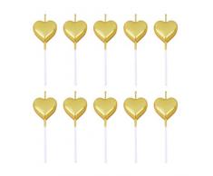 STOBOK 10 stücke metallic Kuchen Kerzen Liebe Herz Kuchen Kerze Topper für Hochzeit Geburtstag Valentinstag Kuchen Dekoration (golden)