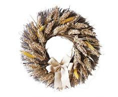 Alecony 45CM Halloween-Weizen-Fall-Tür-Kranz-Tür-Wand-Verzierung mit Bogen-Knoten Weihnachtsdeko Kranz Weihnachtsgirlande mit Kugeln Handarbeit Weihnachten Garland Deko-Kranz