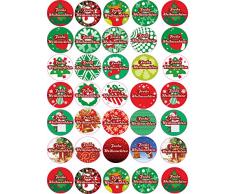 Frohe Weihnachten - Aufkleber für Weihnachten 35 Stück - bunt Vintage - Labels - Stickers- Weihnachtskalender - Weihnachten - Advent - rund - zum Aufkleben für Geschenke oder Karten