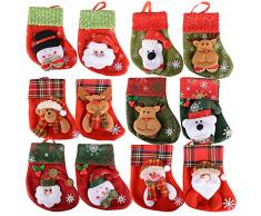 12 Stück Weihnachtsstrümpfe Socken Nikolausstiefel zum Befüllen und Aufhängen Weihnachten Bestecktasche Besteckhalter Weihnachtsdeko Weihnachtsbaumschmuck Christmasbaumschmuck