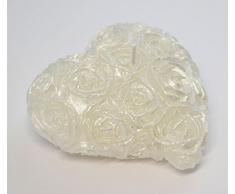 Kerze Herz Rosendesign 10x5,5x8,5cm NEU Wachskerze Dekokerze