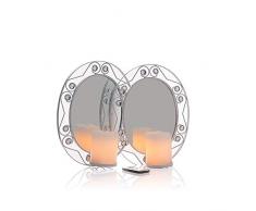 (Weiß) Wunderschöne Wandhalter mit Spiegel,LED-Kerzen und Fernbedienung, 2-er Set