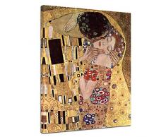 Leinwandbild Gustav Klimt Der Kuss - 50x70cm hochkant - Wandbild Alte Meister Kunstdruck Bild auf Leinwand Berühmte Gemälde