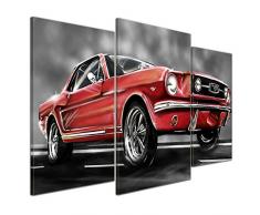 Bilderdepot24 Leinwandbild "Mustang Graphic - rot" - 100x60 cm 3 teilig - fertig gerahmt, direkt vom Hersteller