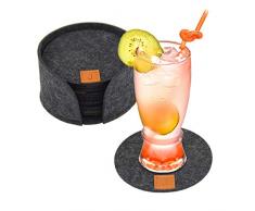 Jennary 12er Set Filz Untersetzer-Dunkelgrau Glasuntersetzer Set mit Box, Untersetzer Rund für Gläser,Tisch,Getränke,Tassen,Bar,Glas,Kerze - Premium Tischuntersetzer Filzuntersetzer (R10*10CM)