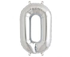 ballonfritz® Ballon Zahl 0 in Silber - XXL 40/102cm - Folienballons für Luft oder Helium als Geburtstag, Jubiläum, Hochzeit oder Abschluss Geschenk, Party Dekoration oder Überraschung