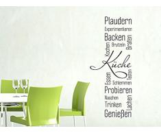 GRAZDesign Wandtattoo Küche Plaudern Backen Genießen -Banner Wand-Worte für Esszimmer Restaurant Wand-Deko (122x50cm//074 Mittelgrau)