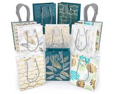 Arteza Geschenktüten, 24 x 17.8 x 8.6cm groß, 16 Tüten in 2 Farben mit 5 verschiedenen Designs, 2 Papiertüten in jedem Stil, für Feiertage, Graduierungen, Geburtstagsfeiern