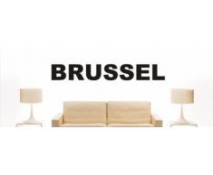 INDIGOS UG - WANDTATTOO / Wandsticker / Wandaufkleber / Aufkleber - W1017 Mehrfarbige Wandschrift mit Sehenswürdigkeiten und Stadtname Stadt Brüssel 40x6