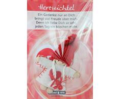 Wichtel Arts Herzwichtel 1 Glücksbringer, Holz, Weiß mit rotem Herz, 15 x 10.5 x 2.7 cm