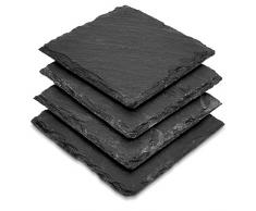 Navaris 4X Schiefer Getränke Untersetzer - 4er Set 10x10cm Schieferuntersetzer für Gläser Tassen Flaschen Kerzen Vasen - Schiefer Glasuntersetzer