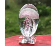RANJN Bunte Kristallquallen Glas Kristallfiguren Geburtstagsgeschenk Quallen Lampe LED Nacht Wohnkultur Ornament, rosa, Keine Basis