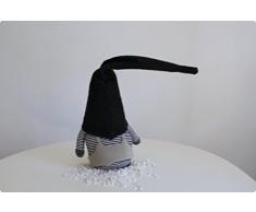 beauty group Grosser Dicker Wichtel in s/w gestreiftem Hemd Hosenträger Zipfelmütze in anthrazit mit rotem Herz