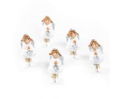 Logbuch-Verlag 5 kleine Engel Figuren Schutzengel Glücksbringer Silber weiß Gastgeschenk Give-Away Geschenk Taufe Kommunion Firmung Mädchen Junge Deko Weihnachten