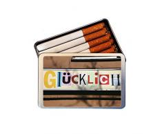 Zigaretten-DOSE Nr 120 ++ Etui ++ GESCHENKDOSE mit magnetischem DECKELMOTIV (Kühlschrankmagnet) zum Wechseln von tom bäcker (DAS HÖCHSTE DER GEFÜHLE - Glücklich)
