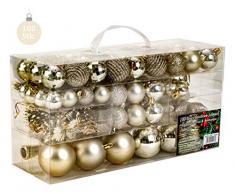 100 teiliges Set Weihnachtskugel Lamettini Lametta Anhänger Christbaumspitze (Creme)