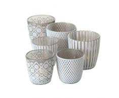 B.o.l.t.z.e 6 x Windlicht Patty grau Höhe 7-9 cm