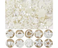 100 Stück Mixed Perlen Deko Imitation Herz Verschönerungen Tischdeko Perlen Streudeko Perlen Blumen Hochzeitsdeko Tisch Hochzeit Pelren Sternen für Hochzeit Kartenbasteln Handwerk mit 10 Größe