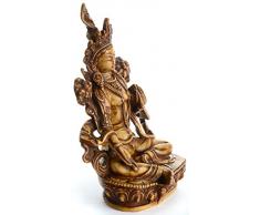 Buddhafiguren - Grüne Tara 20 cm hell Resin Buddhastatue Buddha Dekoration tibetische Bodhisattva Handarbeit aus Nepal